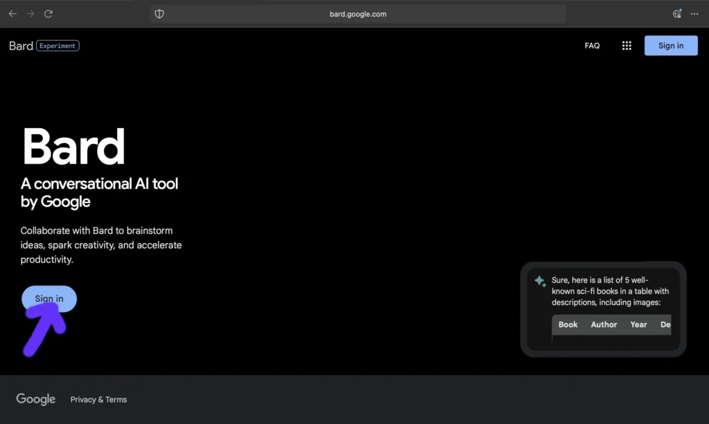 Bard AI Home Page Image